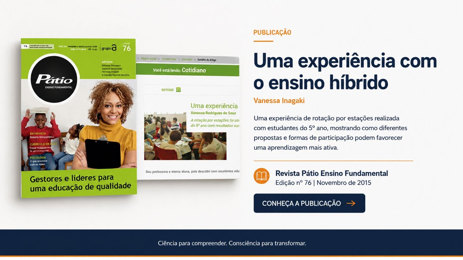 Publicação Uma experiência com o ensino híbrido na Revista Pátio Ensino Fundamental